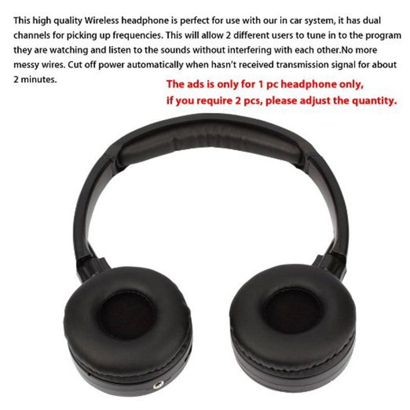Free shipping Infrared Stereo Wireless Headphones Headset  IR in Car roof dvd or headrest dvd Player two channels